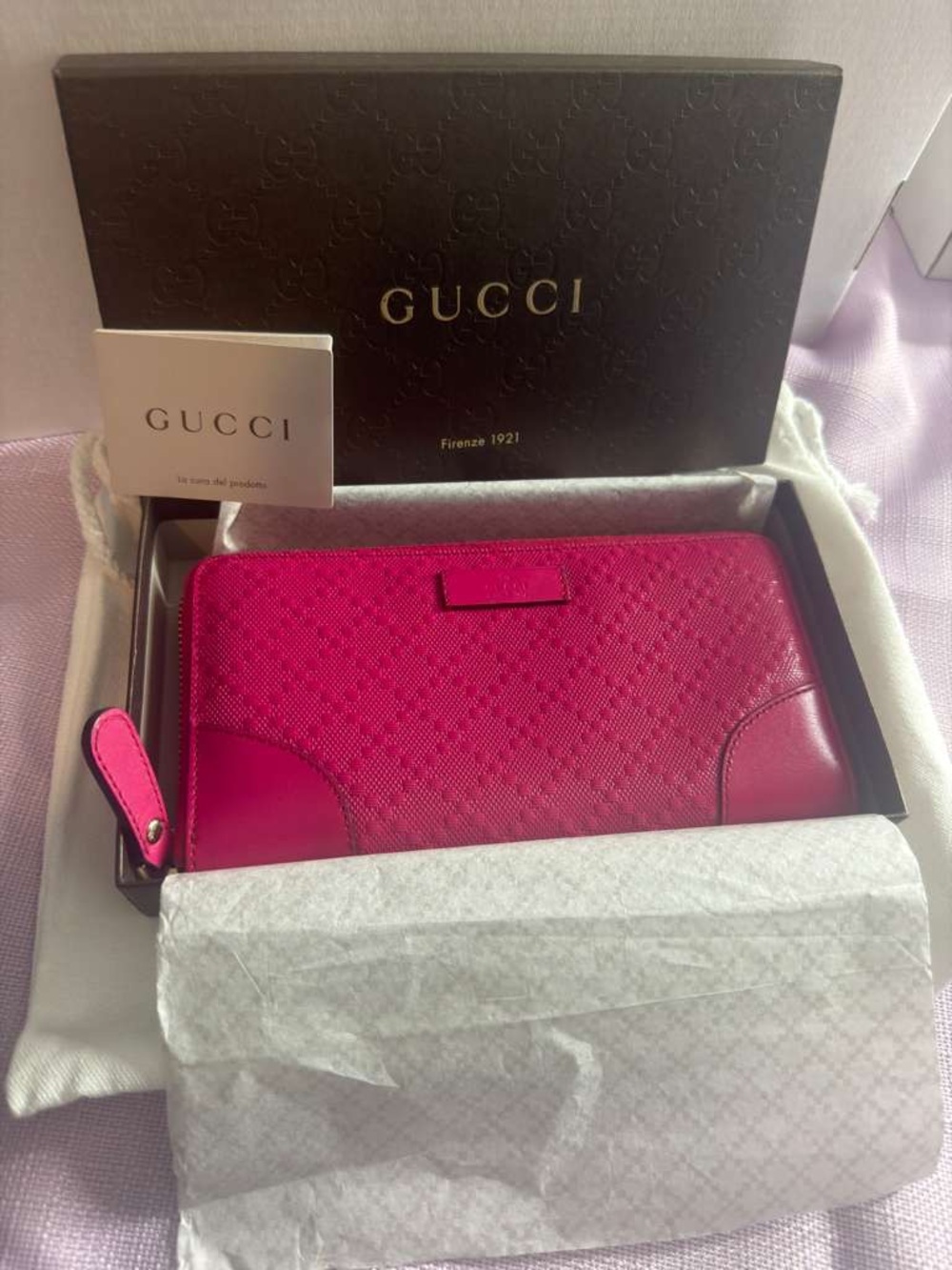 Gucci Hot Pink Signature Zip-Around Wallet